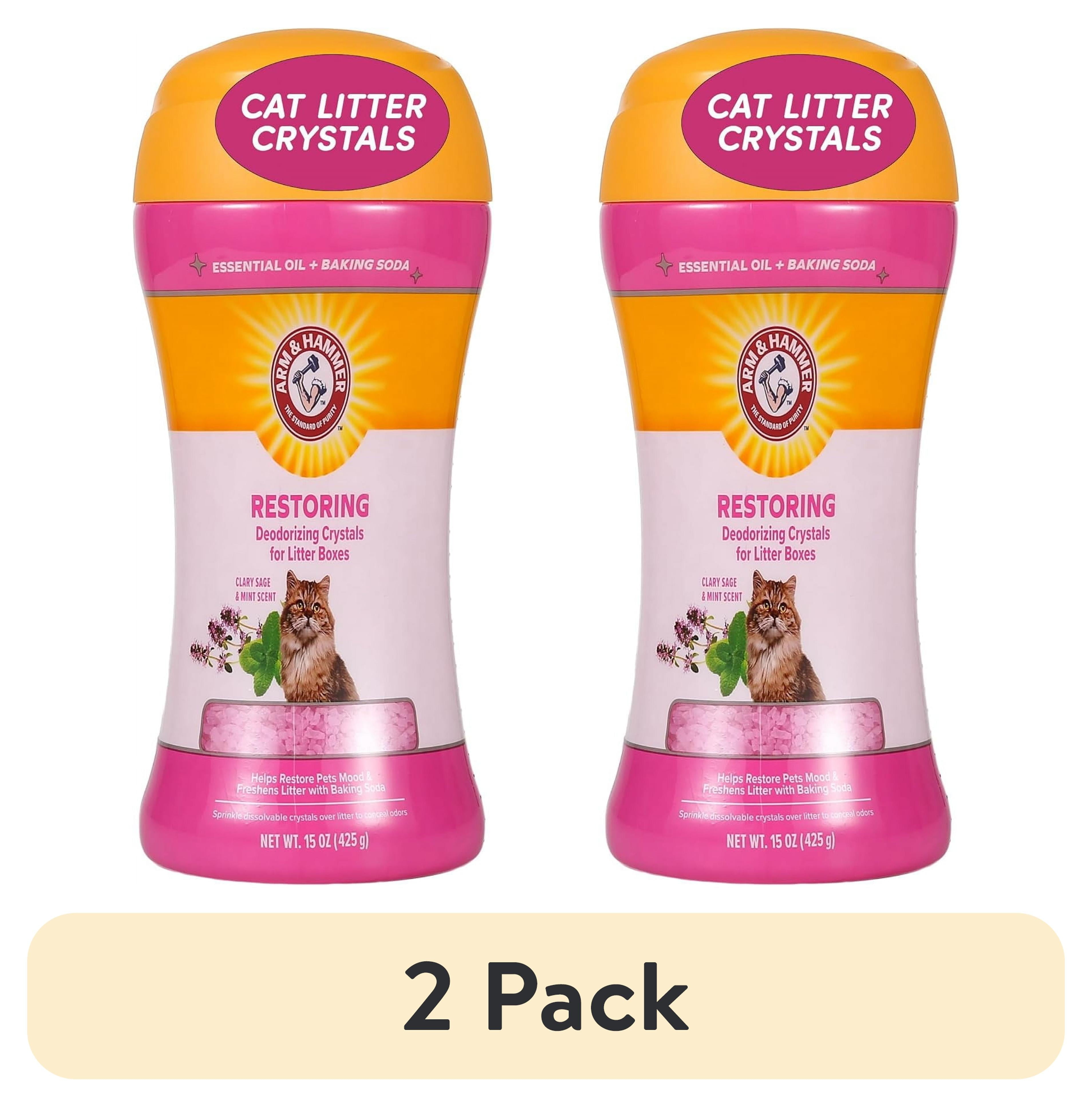 (2 Pack)  Deodorizing Cat Litter Crystals for Litter Boxes, Clary Sage & Mint Scent 15 Oz.